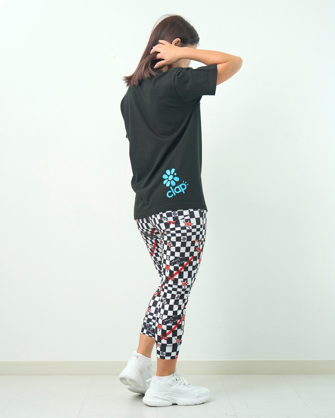 チェッカークラップ クロップドパンツ CE25023 - WHITE BLACK