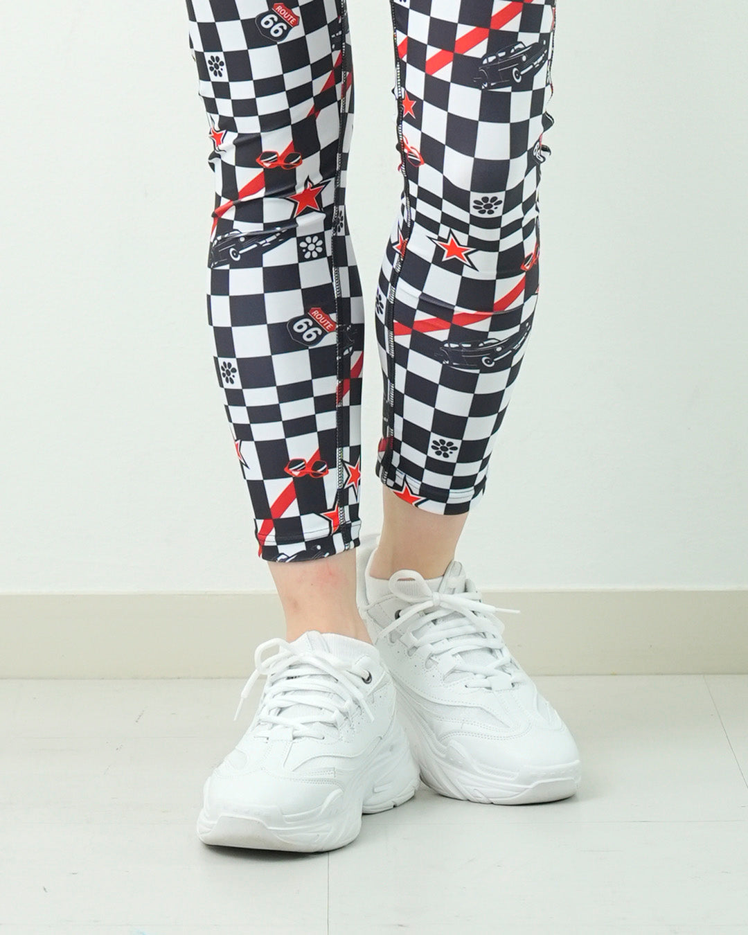 チェッカークラップ レギンス CL25016 - WHITE BLACK