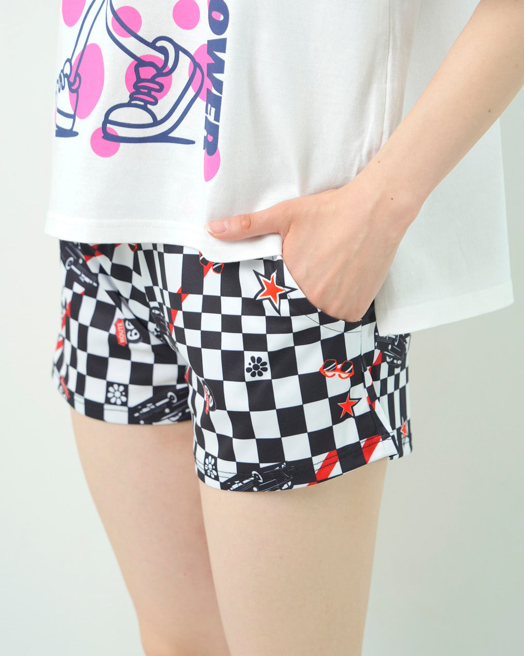 チェッカークラップ ショーツ CS25008 - WHITE BLACK