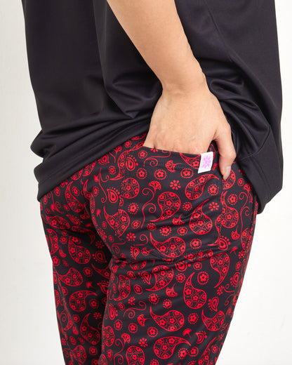 ペイズリークラップ クロップドパンツ CE25030 - BLACKRED