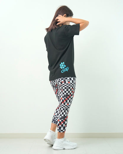 チェッカークラップ クロップドパンツ CE25023 - WHITE BLACK