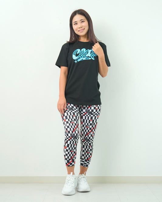 チェッカークラップ クロップドパンツ CE25023 - WHITE BLACK
