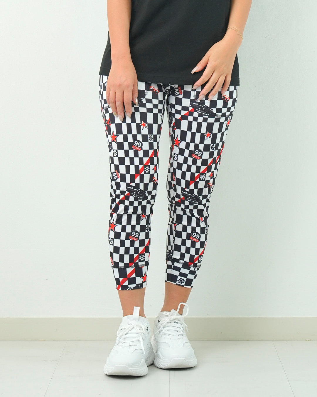 チェッカークラップ クロップドパンツ CE25023 - WHITE BLACK