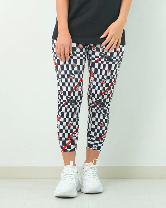 チェッカークラップ クロップドパンツ CE25023 - WHITE BLACK