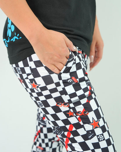 チェッカークラップ クロップドパンツ CE25023 - WHITE BLACK