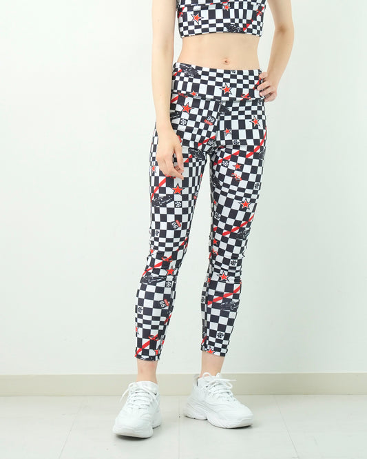 チェッカークラップ レギンス CL25016 - WHITE BLACK
