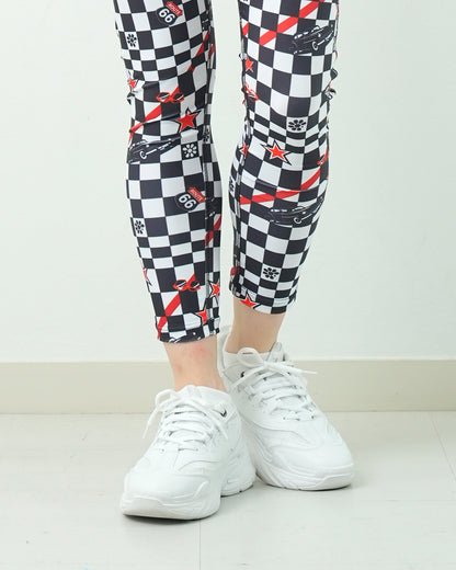 チェッカークラップ レギンス CL25016 - WHITE BLACK