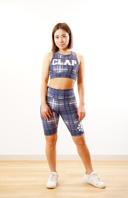 Denim Check Leggings Hlaf デニムチェックレギンスハーフ CH24006-DN - Denim