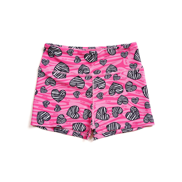 Zebra_heart Leggings Shorts<br>ゼブラハートレギンスショーツ<br>CS23007 - Pink