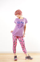 Zebra_heart Cropped Pants<br>ゼブラハートクロップドパンツ<br>CE23014 - Pink